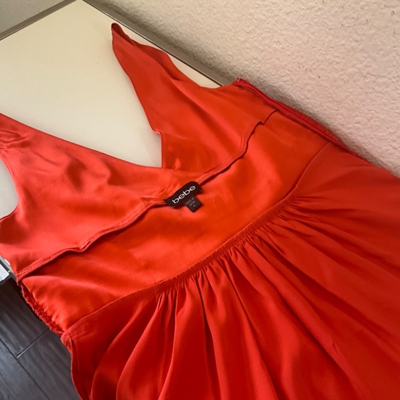 NWOT BEBE SATIN SILK SEXY BURNT ORANGE TOP L 😍😍😍 - Picture 10 of 11